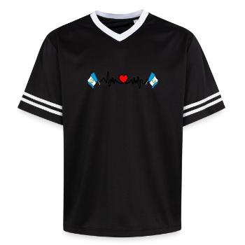 Herzfrequenz Cardio für Guatemala - Unisex Football Style Mesh T-Shirt - Offwhite/Bordeaux - Vorne - AI Model Male 178 light (178cm) & AI Model Male 178 dark (178cm)