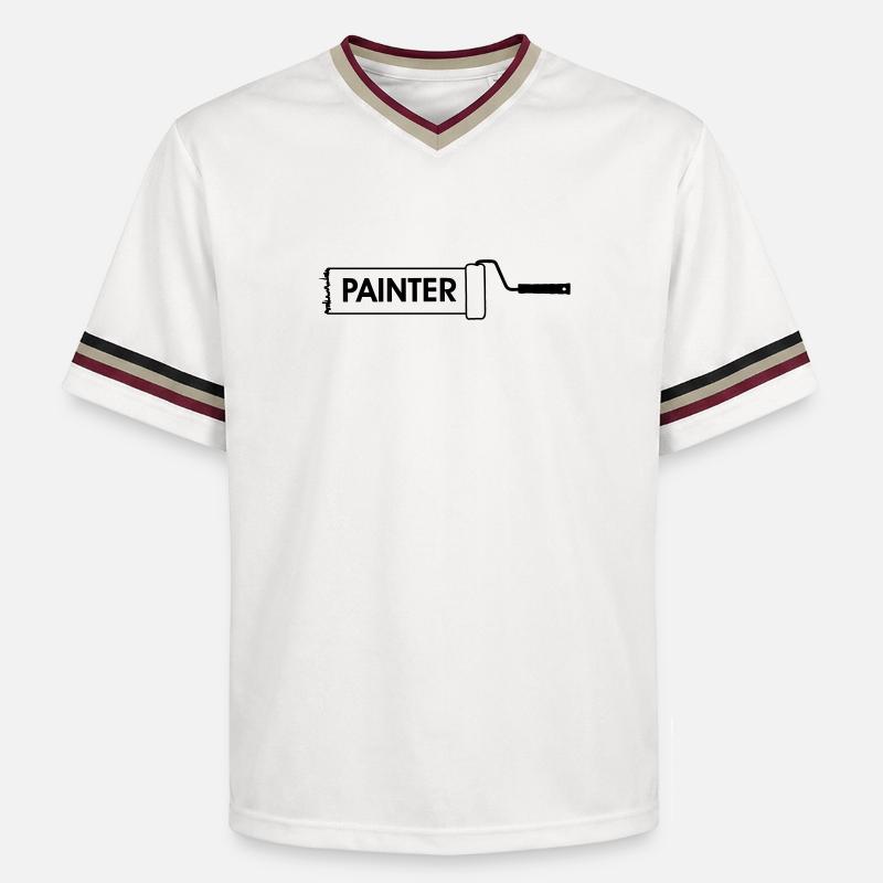 Paint roller transparent with text 'PAINTER' - Unisex Football Style Mesh T-Shirt - offwhite/burgundy