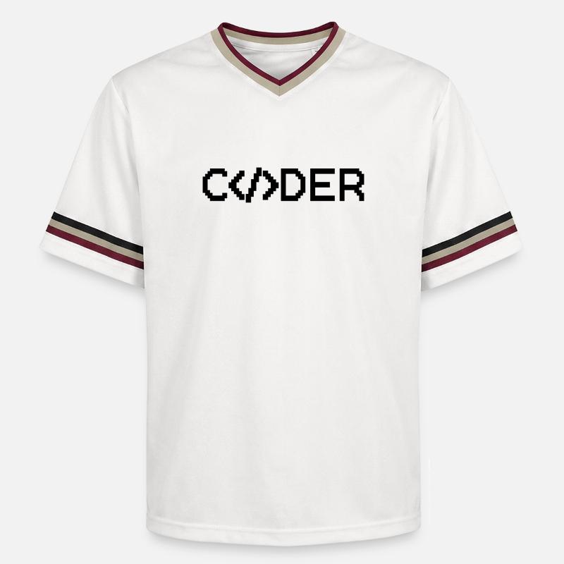 Coder - Unisex Football Style Mesh T-Shirt - Offwhite/Bordeaux