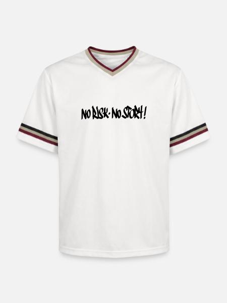 No Risk No Story Motto - Unisex Football Style Mesh T-Shirt - offwhite/burgundy