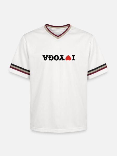 I love yoga - Unisex Football Style Mesh T-Shirt - offwhite/burgundy