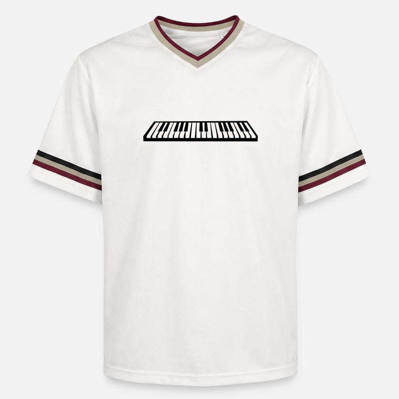 Klavier oder Keyboard - Unisex Football Style Mesh T-Shirt - Offwhite/Bordeaux