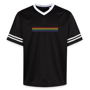 Rainbow-Flag (minimalistic) - Unisex Football Style Mesh T-Shirt - offwhite/burgundy - Front - AI Model Male 178 light (178cm) & AI Model Male 178 dark (178cm)