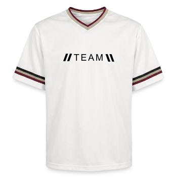 Style équipe - T-shirt de foot unisexe en mesh - blanc cassé/bordeaux - Devant - AI Model Male 178 light (178cm) & AI Model Male 178 dark (178cm)