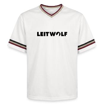 Leitwolf Schriftzug - Unisex Football Style Mesh T-Shirt - Offwhite/Bordeaux - Vorne - AI Model Male 178 light (178cm) & AI Model Male 178 dark (178cm)