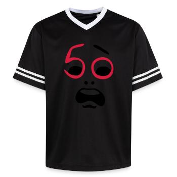 Hilfe, 50 Jahre ! - Unisex Football Style Mesh T-Shirt - Offwhite/Bordeaux - Vorne - AI Model Male 178 light (178cm) & AI Model Male 178 dark (178cm)