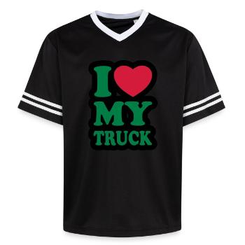 I love my truck - Unisex Football Style Mesh T-Shirt - offwhite/burgundy - Front - AI Model Male 178 light (178cm) & AI Model Male 178 dark (178cm)