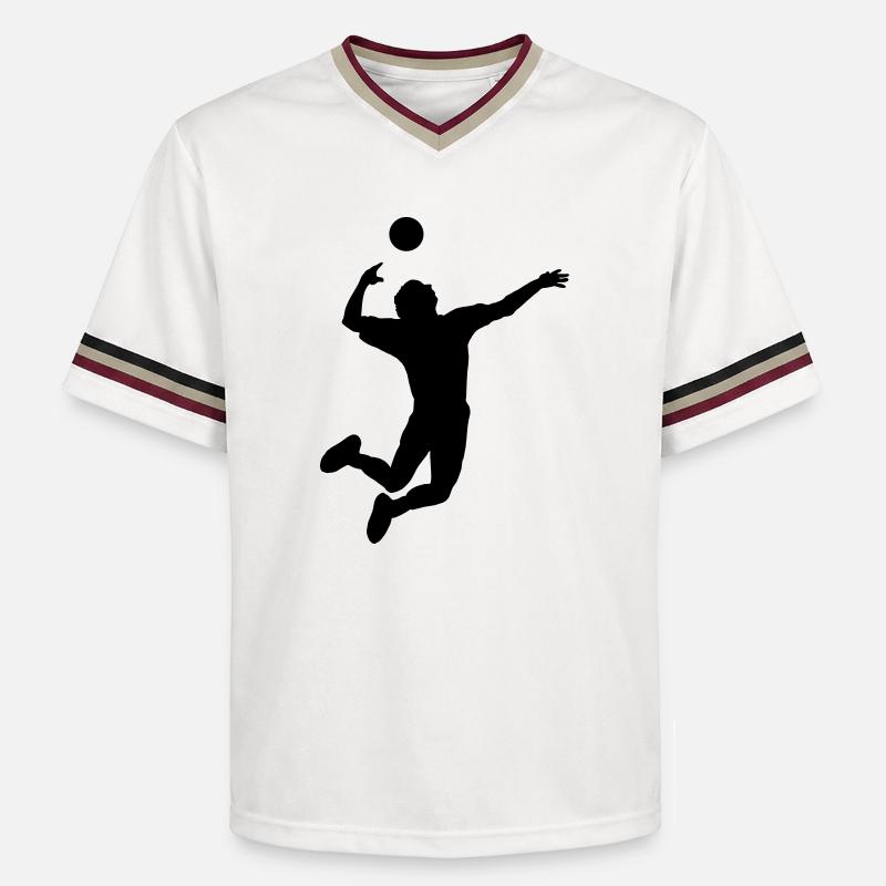 Volleyball gesprungen Schlag oder Service - Unisex Football Style Mesh T-Shirt - Offwhite/Bordeaux