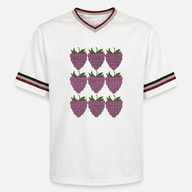 raspberry pattern textile - Unisex Football Style Mesh T-Shirt - offwhite/burgundy