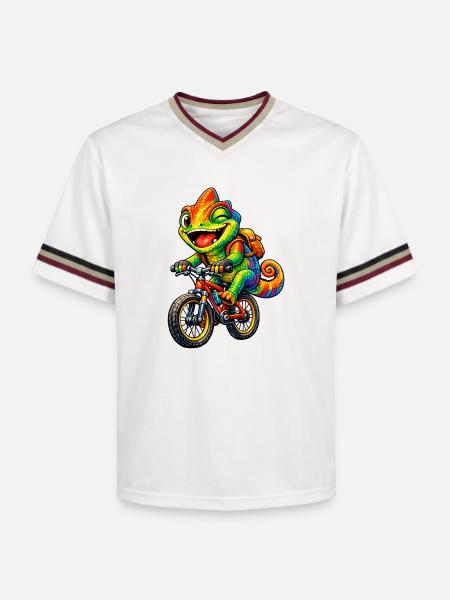 Caméléon à vélo - T-shirt de foot unisexe en mesh - blanc cassé/bordeaux