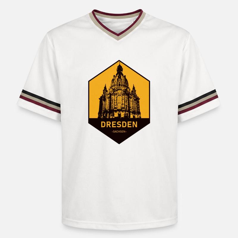 Icône d’architecture de Dresde Jaune - T-shirt de foot unisexe en mesh - blanc cassé/bordeaux