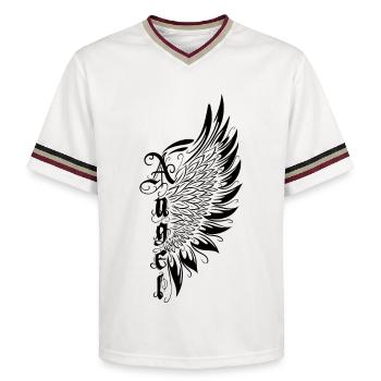 Wing Angel Wing Angel - Unisex Football Style Mesh T-Shirt - offwhite/burgundy - Front - AI Model Male 178 light (178cm) & AI Model Male 178 dark (178cm)