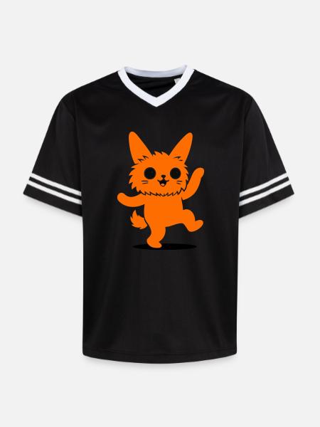 Funny animal character with big eyes - Unisex Football Style Mesh T-Shirt - offwhite/burgundy