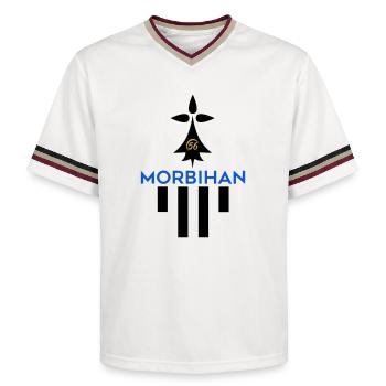 Logo des Morbihan 56 - Unisex Football Style Mesh T-Shirt - Offwhite/Bordeaux - Vorne - AI Model Male 178 light (178cm) & AI Model Male 178 dark (178cm)