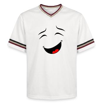 Death of laughter - Unisex Football Style Mesh T-Shirt - offwhite/burgundy - Front - AI Model Male 178 light (178cm) & AI Model Male 178 dark (178cm)