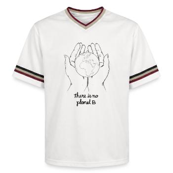 There is no planet b - Unisex Football Style Mesh T-Shirt - Offwhite/Bordeaux - Vorne - AI Model Male 178 light (178cm) & AI Model Male 178 dark (178cm)