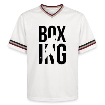 boxing - Unisex Football Style Mesh T-Shirt - offwhite/burgundy - Front - AI Model Male 178 light (178cm) & AI Model Male 178 dark (178cm)