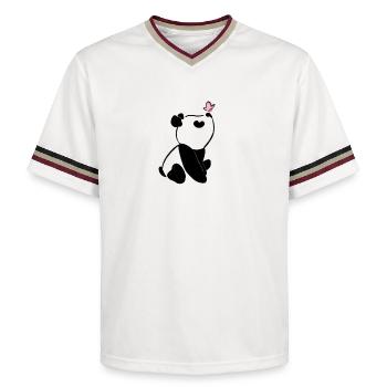 Panda avec papillon – Motif d’animal mignon - T-shirt de foot unisexe en mesh - blanc cassé/bordeaux - Devant - AI Model Male 178 light (178cm) & AI Model Male 178 dark (178cm)