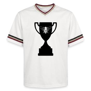 Cup with cut-out bee - Unisex Football Style Mesh T-Shirt - offwhite/burgundy - Front - AI Model Male 178 light (178cm) & AI Model Male 178 dark (178cm)