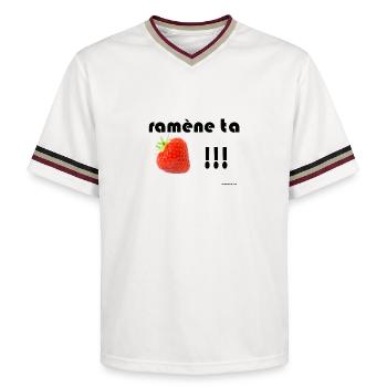 back your strawberry - Unisex Football Style Mesh T-Shirt - offwhite/burgundy - Front - AI Model Male 178 light (178cm) & AI Model Male 178 dark (178cm)