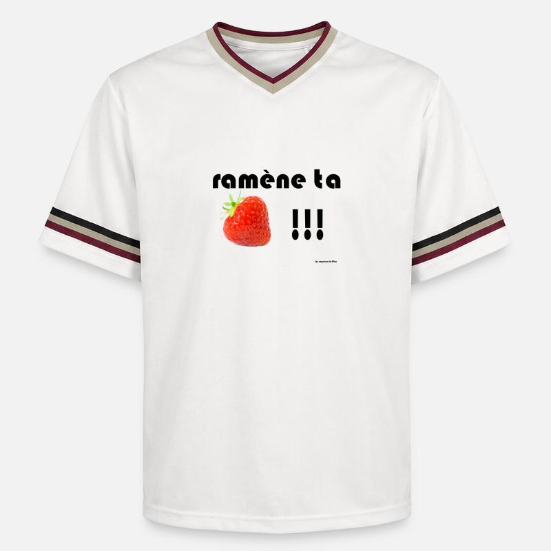 Sichern Sie Ihre Erdbeeren - Unisex Football Style Mesh T-Shirt - Offwhite/Bordeaux
