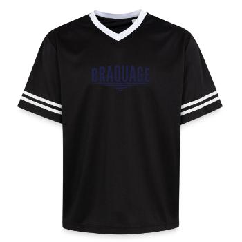 T-shirt "BRAQUAGE" – Second degré et style sportif - T-shirt de foot unisexe en mesh - blanc cassé/bordeaux - Devant - AI Model Male 178 light (178cm) & AI Model Male 178 dark (178cm)