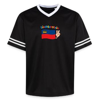 Drapeau du Liechtenstein - T-shirt de foot unisexe en mesh - blanc cassé/bordeaux - Devant - AI Model Male 178 light (178cm) & AI Model Male 178 dark (178cm)