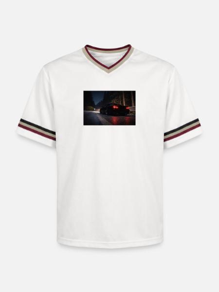 Nachtsportwagen auf der Straße - Unisex Football Style Mesh T-Shirt - Offwhite/Bordeaux