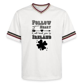 Ireland Heart - Unisex Football Style Mesh T-Shirt - offwhite/burgundy - Front - AI Model Male 178 light (178cm) & AI Model Male 178 dark (178cm)