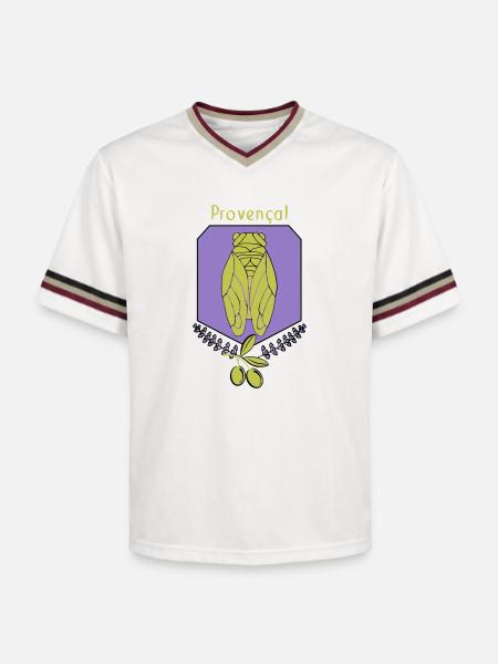 Provençal cicada with olives - Unisex Football Style Mesh T-Shirt - offwhite/burgundy