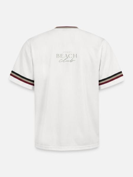 Amalfi Beach Club Logo - Unisex Football Style Mesh T-Shirt - offwhite/burgundy