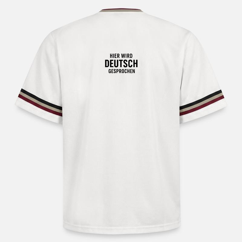 Hier Wird Deutsch Gesprochen - Unisex Football Style Mesh T-Shirt - Offwhite/Bordeaux