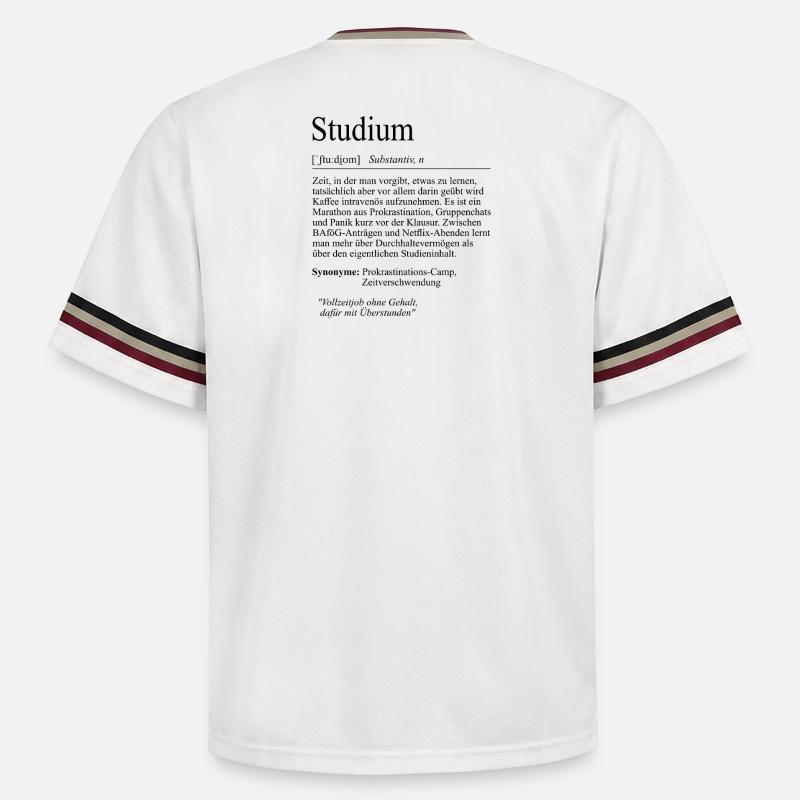 Unispruch "Studium" Student Geschenk, Studenten - Unisex Football Style Mesh T-Shirt - Offwhite/Bordeaux