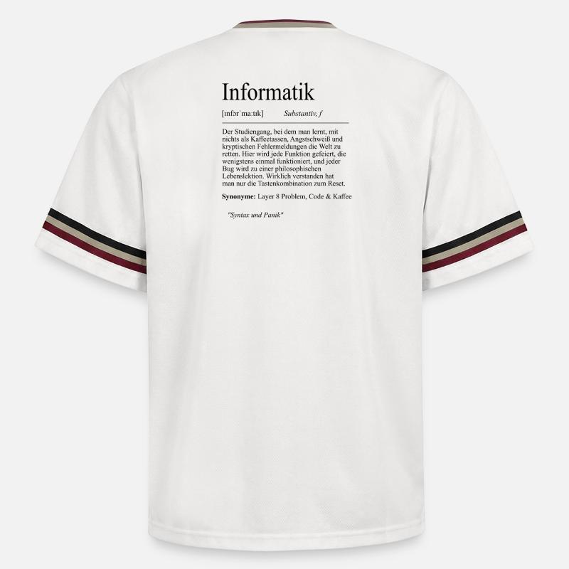 Unispruch "Informatik" Student Geschenk, Studenten - Unisex Football Style Mesh T-Shirt - Offwhite/Bordeaux