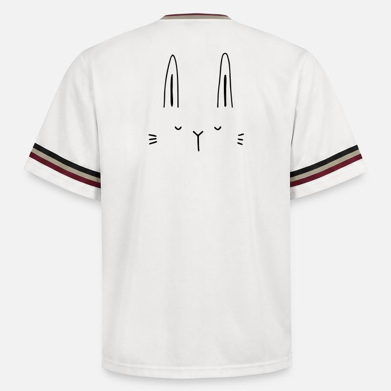 Hase Hasengesicht Gesicht Geschenkidee - Unisex Football Style Mesh T-Shirt - Offwhite/Bordeaux