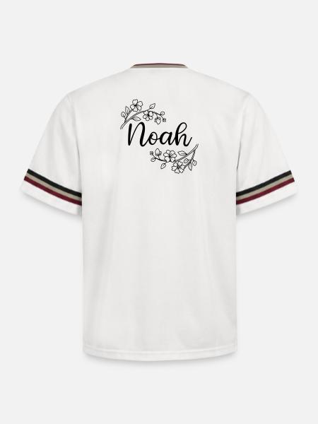 Noah | Name of Name | Vectorgraphic ! - Unisex Football Style Mesh T-Shirt - offwhite/burgundy