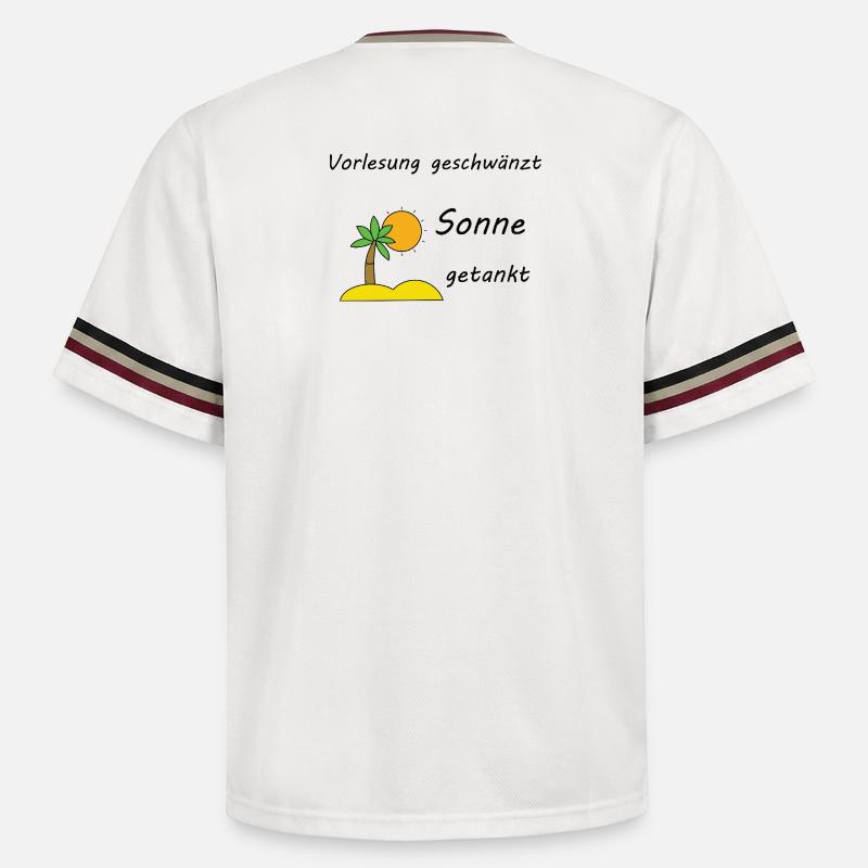Unispruch "Sonne getankt" Geschenk, Studenten - Unisex Football Style Mesh T-Shirt - Offwhite/Bordeaux