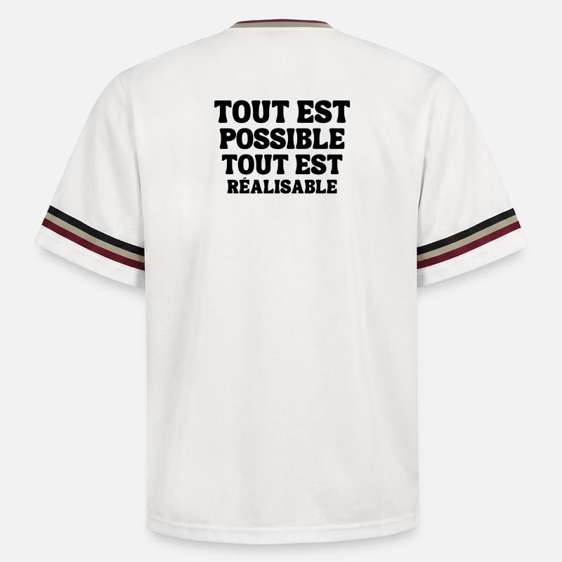 everything is possible, everything is achievable - Unisex Football Style Mesh T-Shirt - offwhite/burgundy