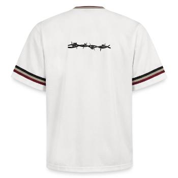 stacheldraht - Unisex Football Style Mesh T-Shirt - Offwhite/Bordeaux - Hinten - AI Model Male 178 dark (178cm)