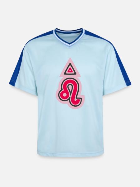 Zodiac Tribal Leo and Fire - Unisex Football Style Mesh T-Shirt - light blue/dark blue