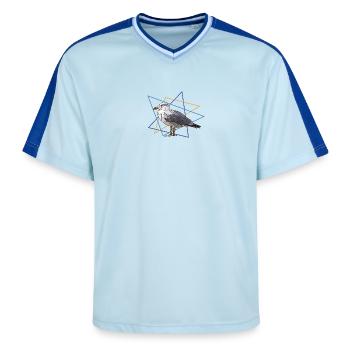 Möwe - Unisex Football Style Mesh T-Shirt - Hellblau/Dunkelblau - Vorne - AI Model Female 172 light (172cm) & AI Model Male 178 dark (178cm)