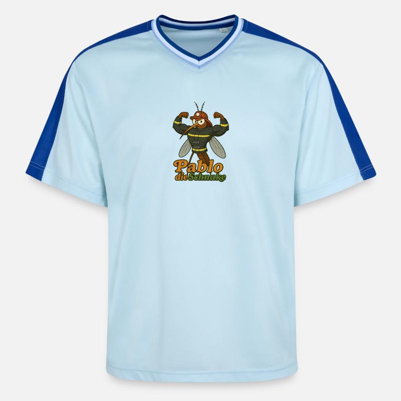 Pompier Pablo - T-shirt de foot unisexe en mesh - bleu clair/bleu foncé