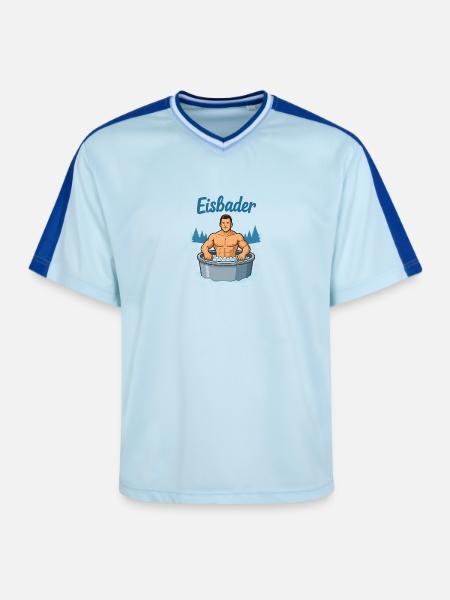 Eisbader Muskelmann im Eisbad - Unisex Football Style Mesh T-Shirt - light blue/dark blue