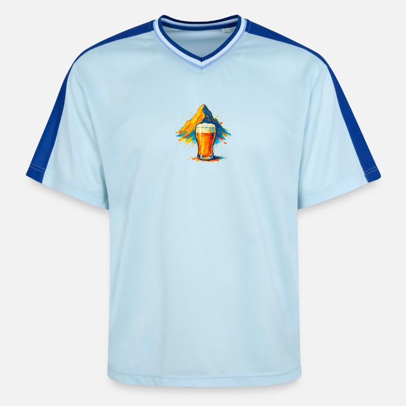 Biergipfel Farbexplosion - Unisex Football Style Mesh T-Shirt - Hellblau/Dunkelblau