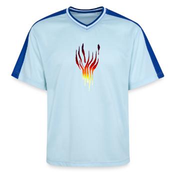 Flames Tribal - Unisex Football Style Mesh T-Shirt - light blue/dark blue - Front - AI Model Female 172 light (172cm) & AI Model Male 178 dark (178cm)
