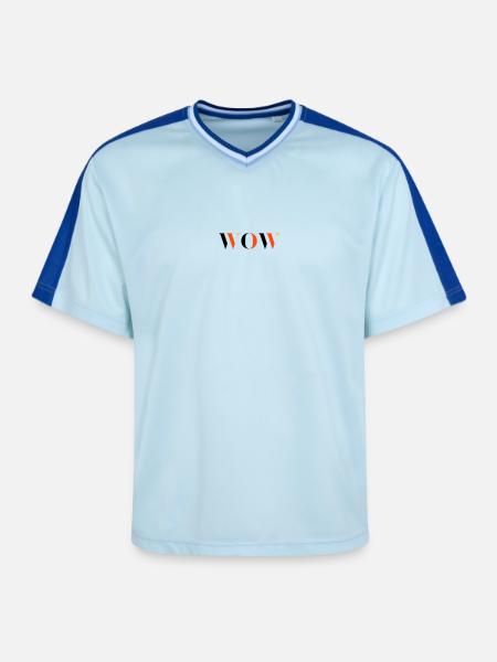 WOW tri-colour - Unisex Football Style Mesh T-Shirt - light blue/dark blue