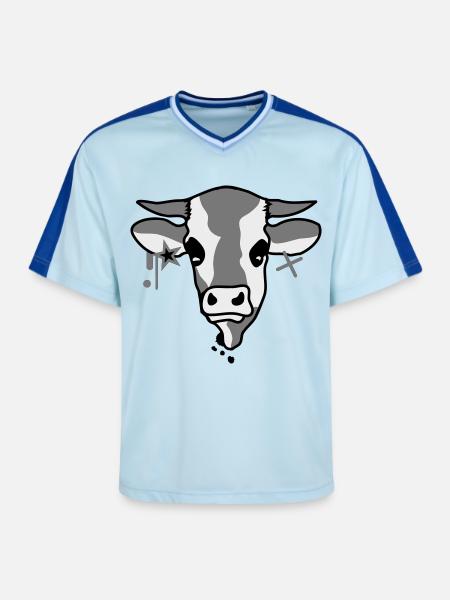 Kuh - Unisex Football Style Mesh T-Shirt - Hellblau/Dunkelblau