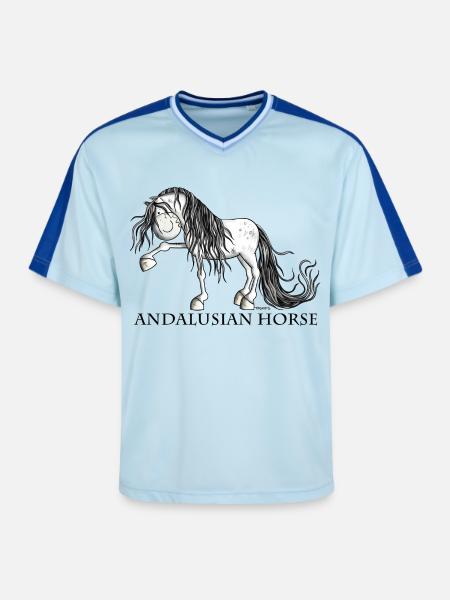 Andalusian Horse - Unisex Football Style Mesh T-Shirt - light blue/dark blue
