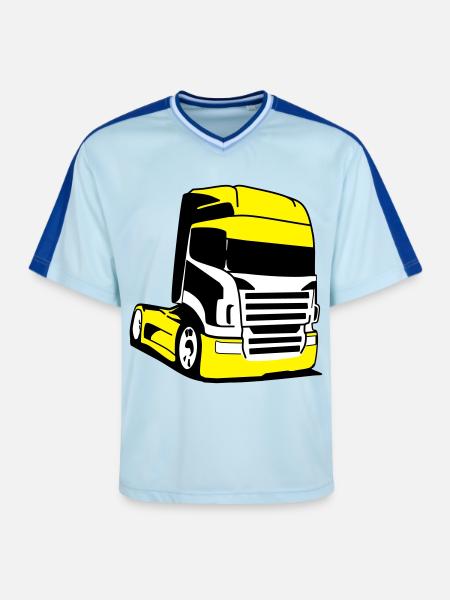 Camion Jaune Pop Art - T-shirt de foot unisexe en mesh - bleu clair/bleu foncé