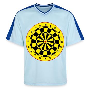 Darts, darts, darts, stickers, dartboard - Unisex Football Style Mesh T-Shirt - light blue/dark blue - Front - AI Model Female 172 light (172cm) & AI Model Male 178 dark (178cm)